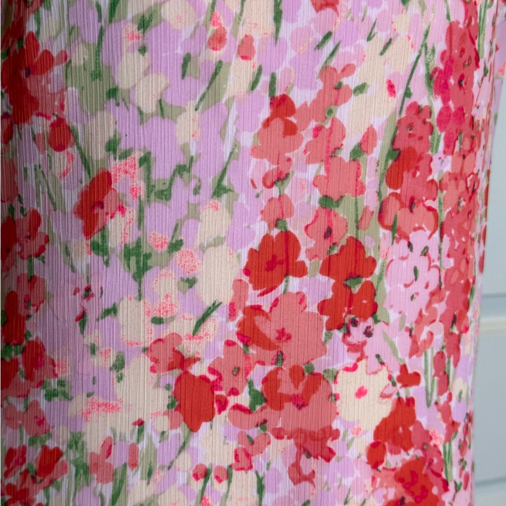 Abercrombie & Fitch Pink Floral Mini Dress Size M Flowy Ruffle Hem Strappy - Picture 3 of 8